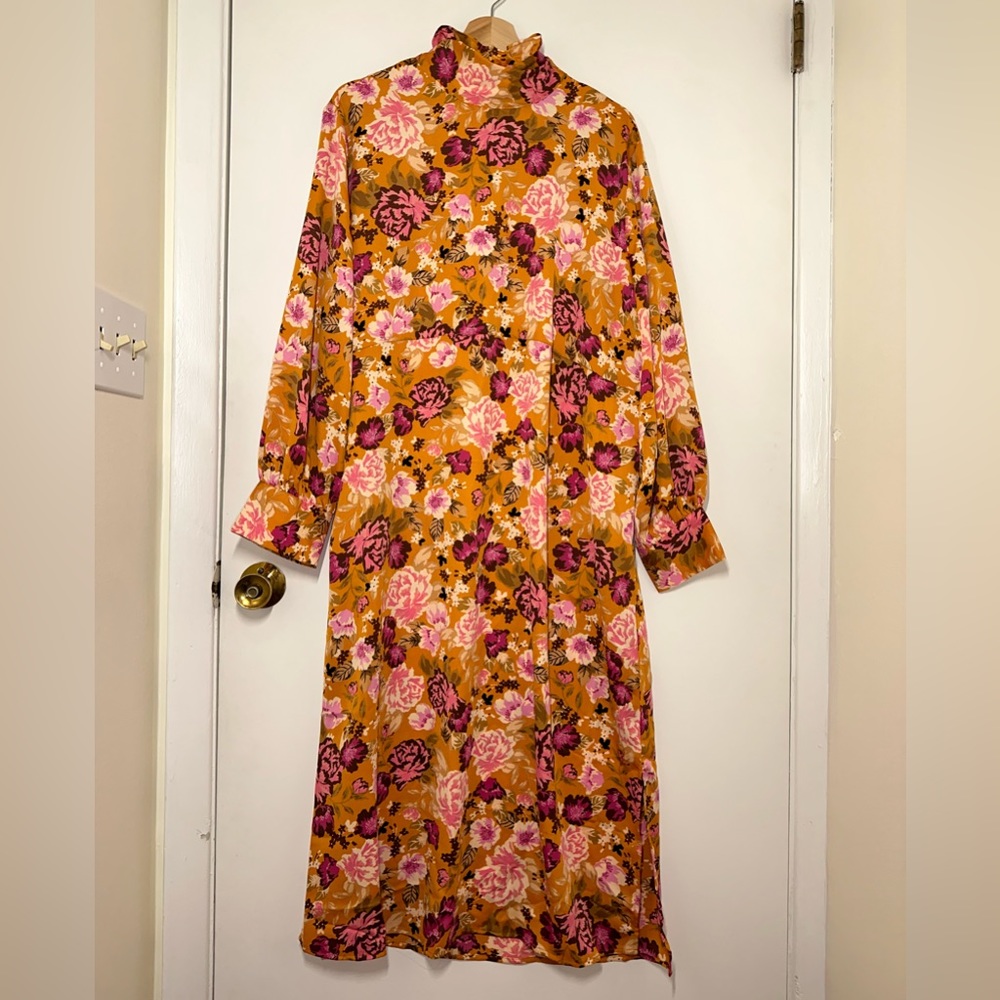 WHO WHAT WEAR Yellow Floral Dress XL